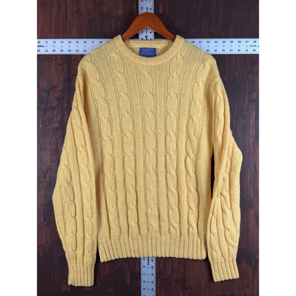 Pendleton Pure Virgin Wool Crewneck Sweater Pullover Vintage Yellow Mens Medium - Picture 2 of 6